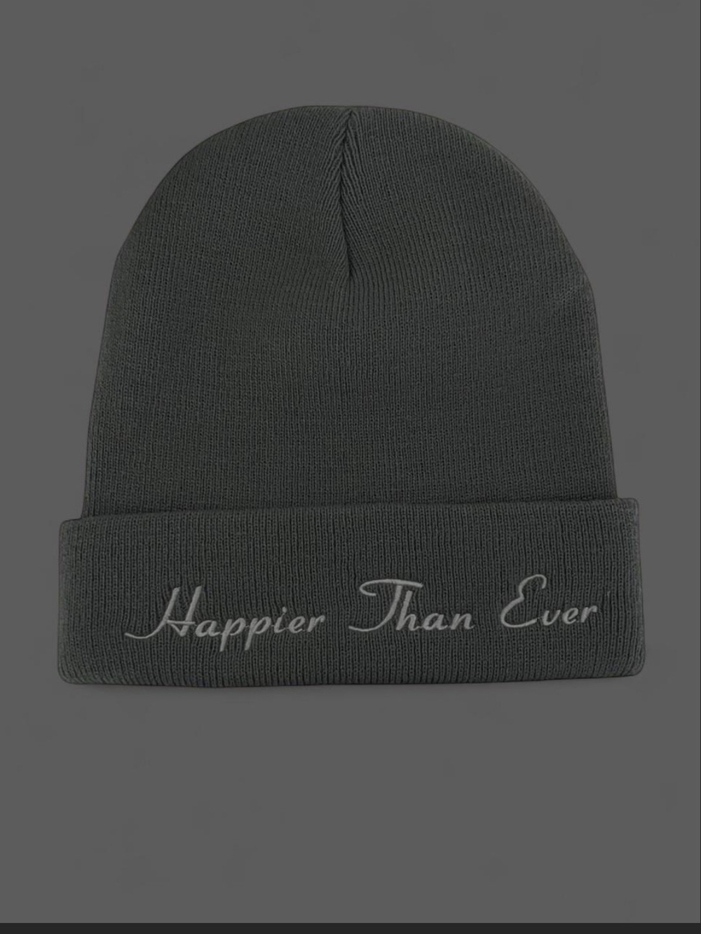 Billie Eilish Happier Than Ever Embroidered Cuffed Beanie - Dark Gray